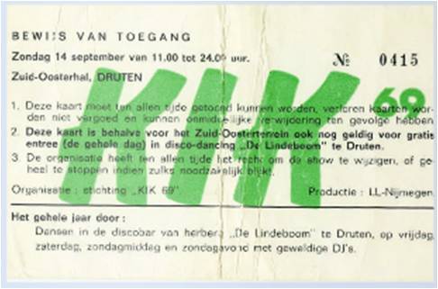 Golden Earring show ticket#415 September 14, 1969 Druten - Zuid Oosterhal